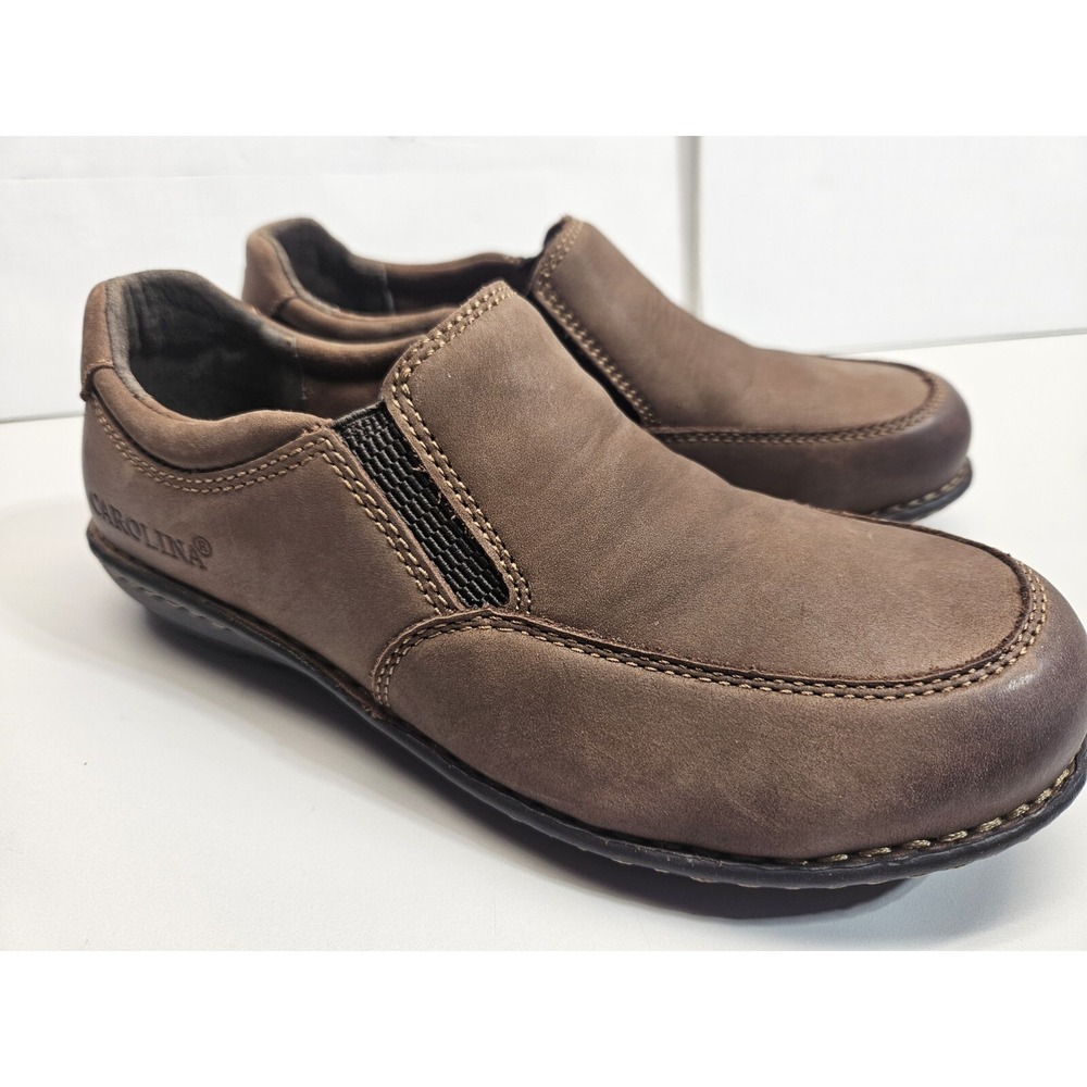 Carolina Shoes Womens‎ 6 Slip On Work Brown Leather Aluminum Toe Opanka CA3681
